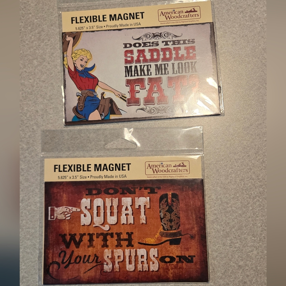 Cute Western Themed Flexible Magnets Set. Still In Packages
